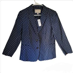 Banana Republic Women Blazer/Suit Jacket Navy Blue & polka dots, Size 10, NWT